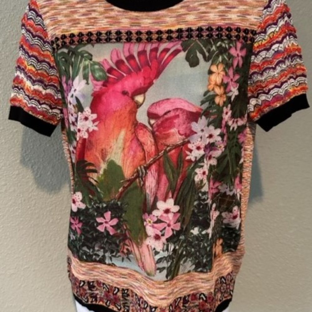 Short Sleeve Mixed Fabric Top